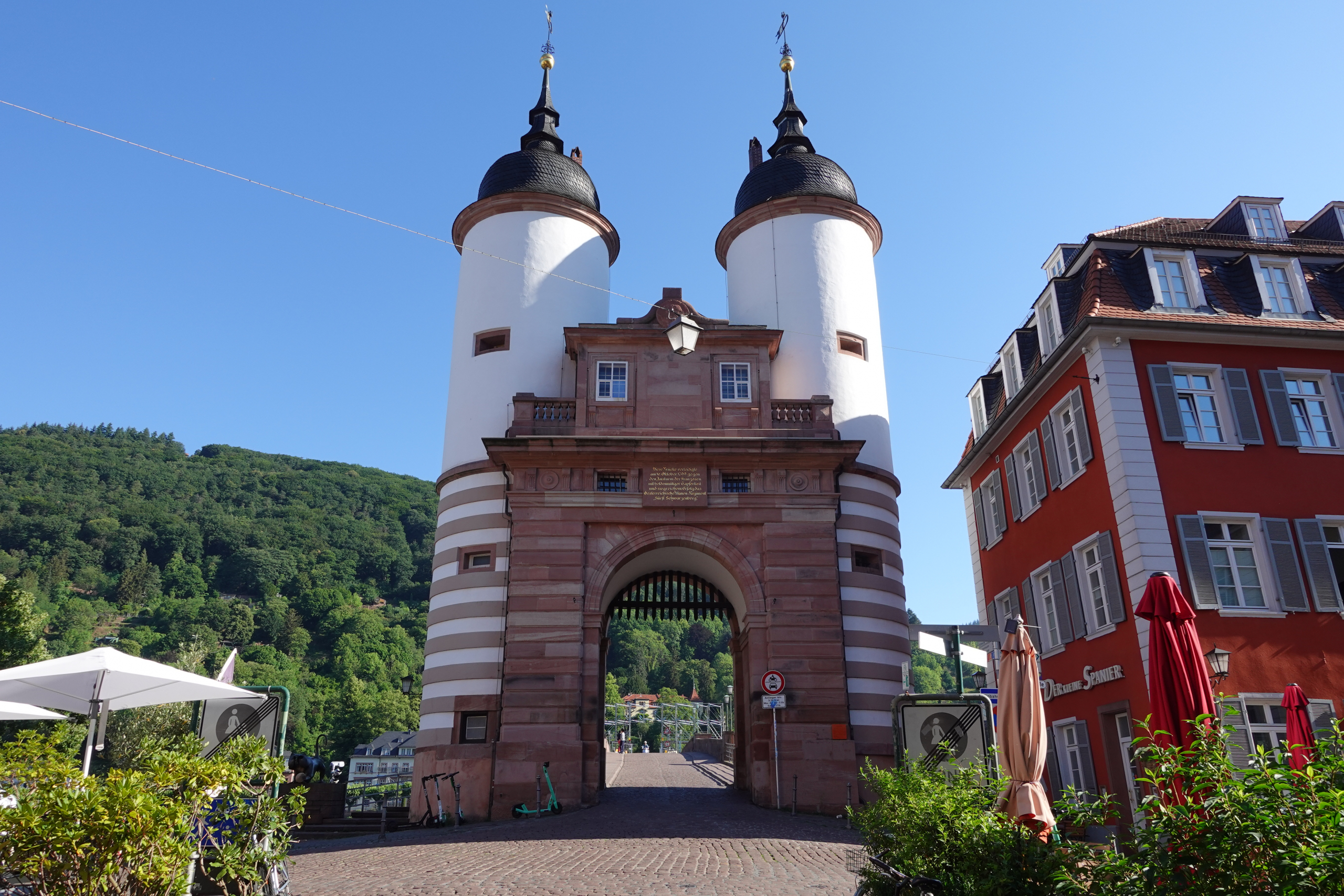 Bridge Gate at the entrance of the Old Bridge in Heidelberg, Germany