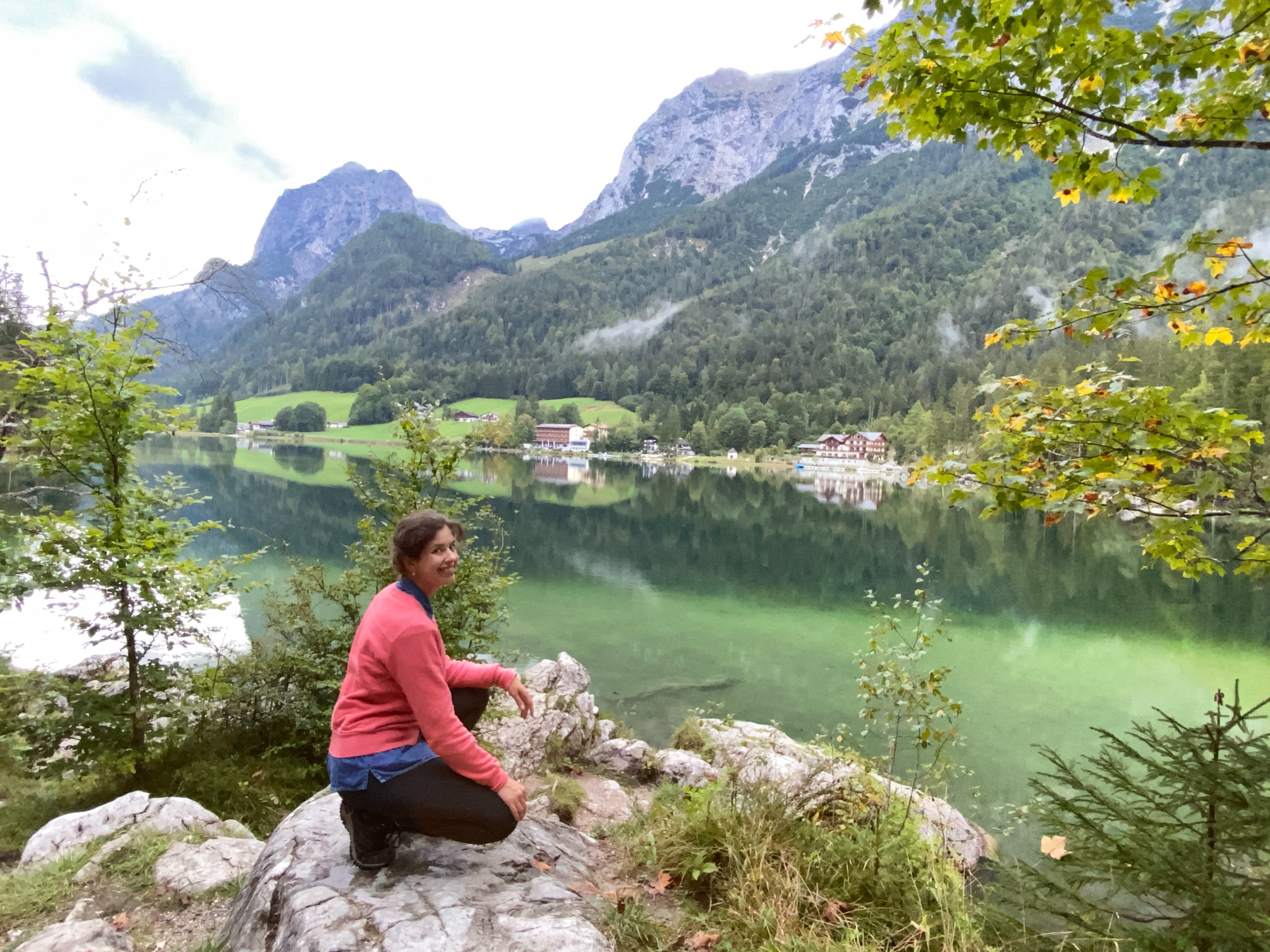 Panorama view from Hintersee Lake in Hintersee in Ramsau, Germany