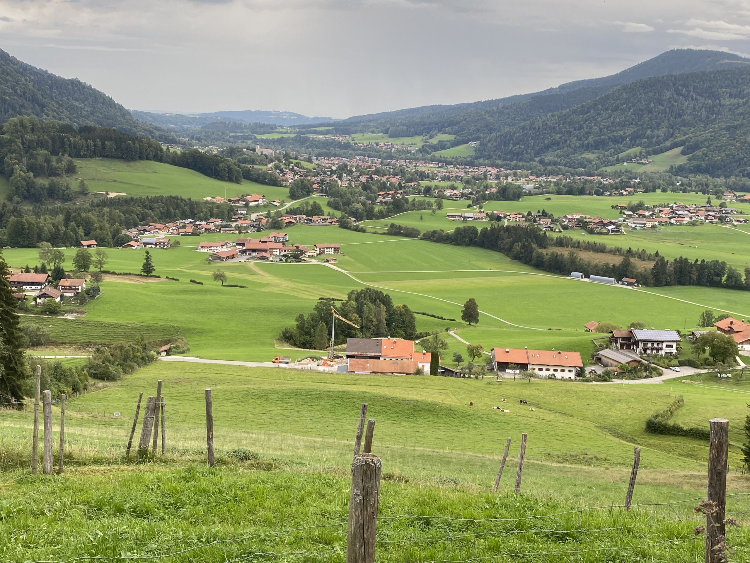 View from Berggasthaus Weingarten in Ruhpolding, Bavarian village in Germany